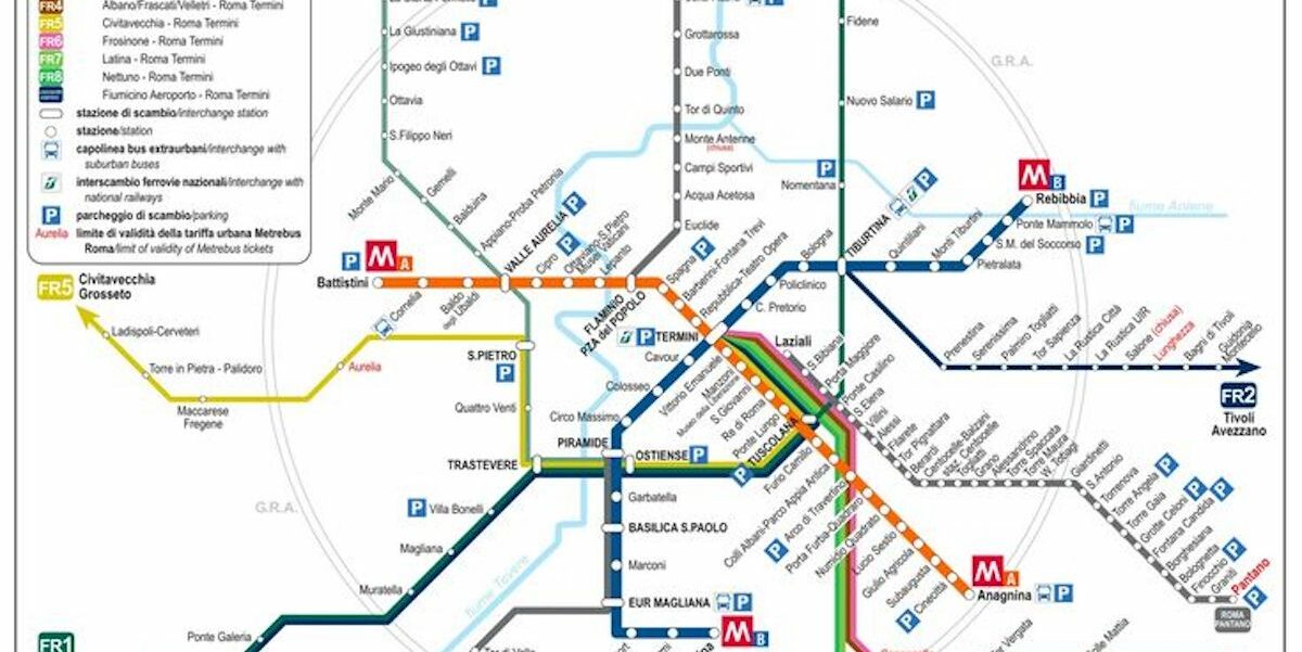 Carte des transports en commun - Les Escapades à Rome